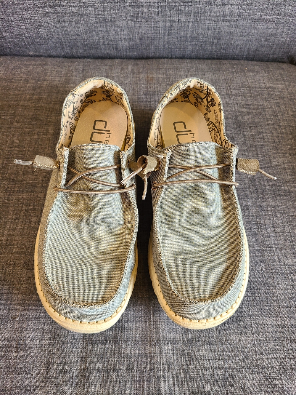 Women's Hey Dude Slip-On Canvas Shoes in Light Gray